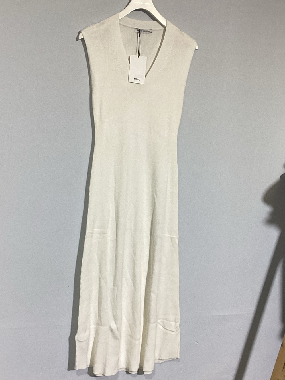 MNG Cream V-Neck Sleeveless Knit Maxi Dress